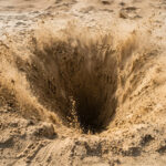 Very deep hole being dug